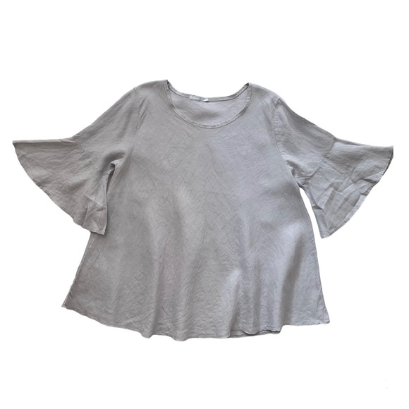 Made in Italy Oversized Linen Top with Bell Sleeves - Picture 4 of 6